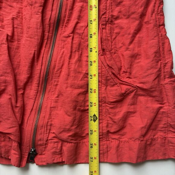 EILEEN FISHER Orange Red Lory Rumpled Cotton Steel Hooded Jacket Small Lagenlook - Picture 10 of 13